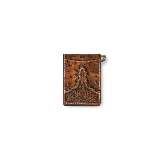 Ariat Ostrich Floral Embossed Money Clip