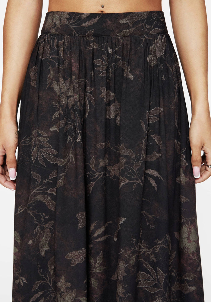 Ashmire Woodland Moth Print Midi Skirt