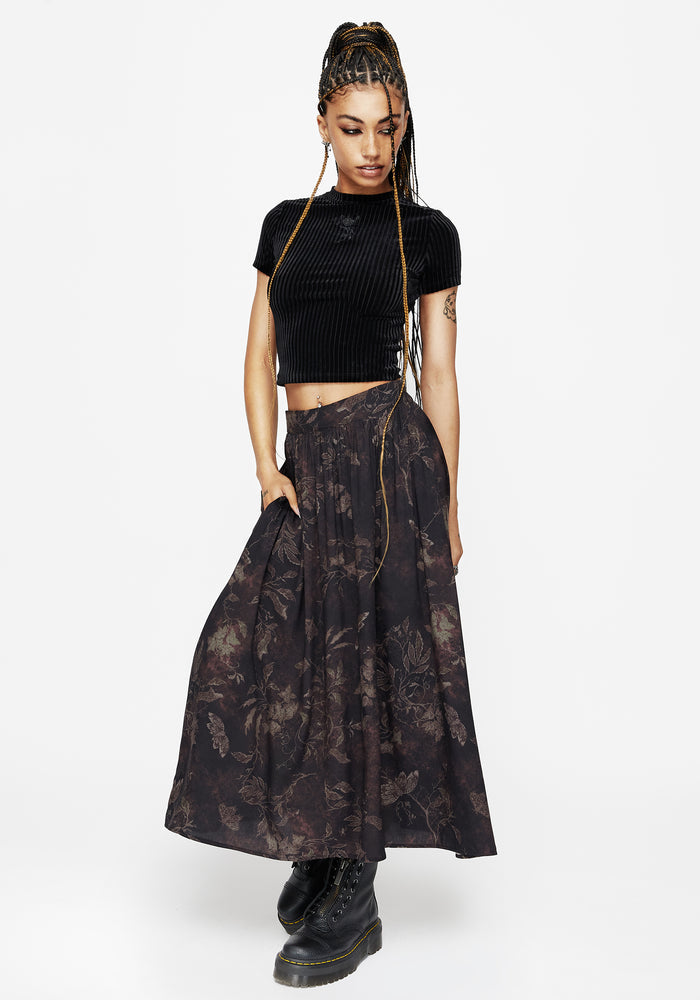 Ashmire Woodland Moth Print Midi Skirt