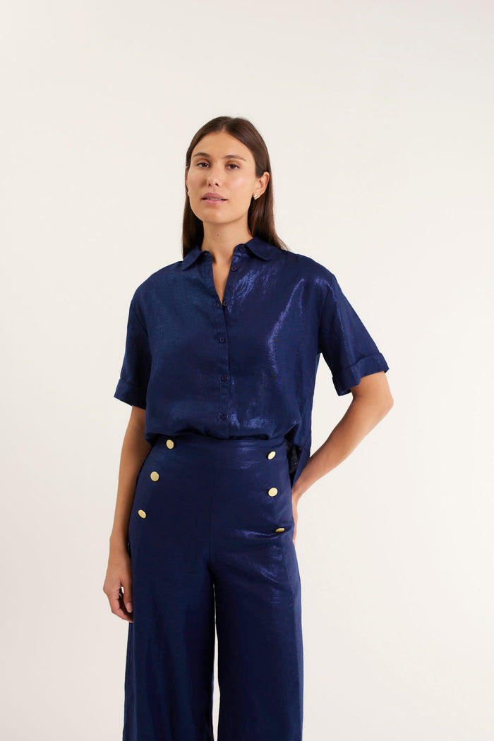 Atlas Lurex Pant In Navy
