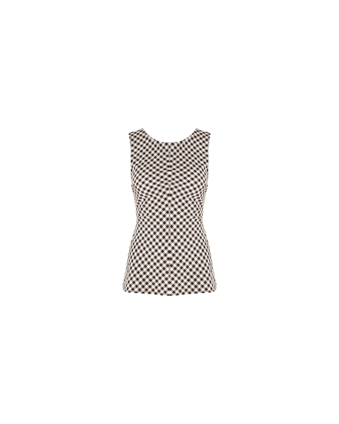 AVA BOW TOP BLACK BUTTER GINGHAM