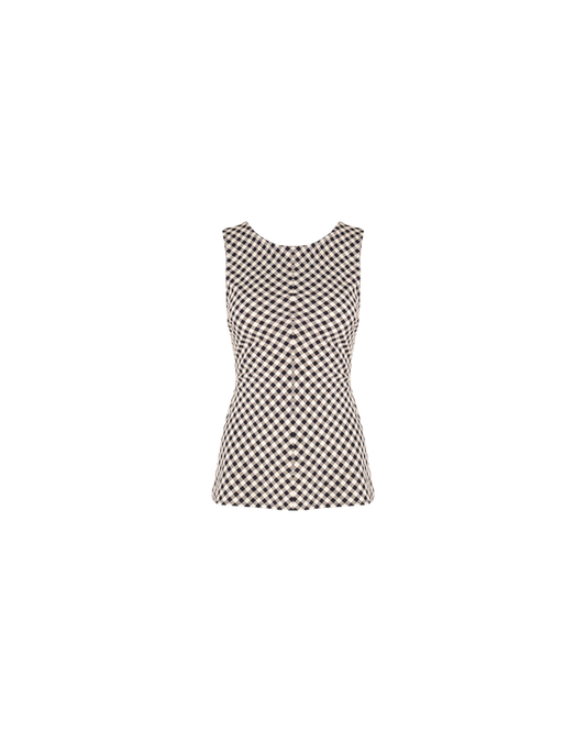 AVA BOW TOP BLACK BUTTER GINGHAM