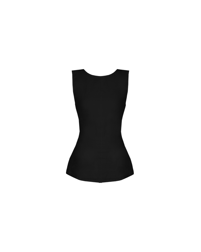 AVA LINEN BOW TOP BLACK