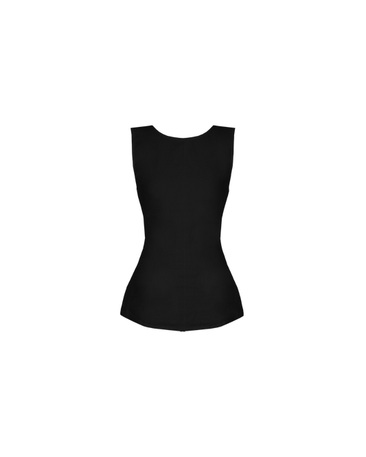 AVA LINEN BOW TOP BLACK