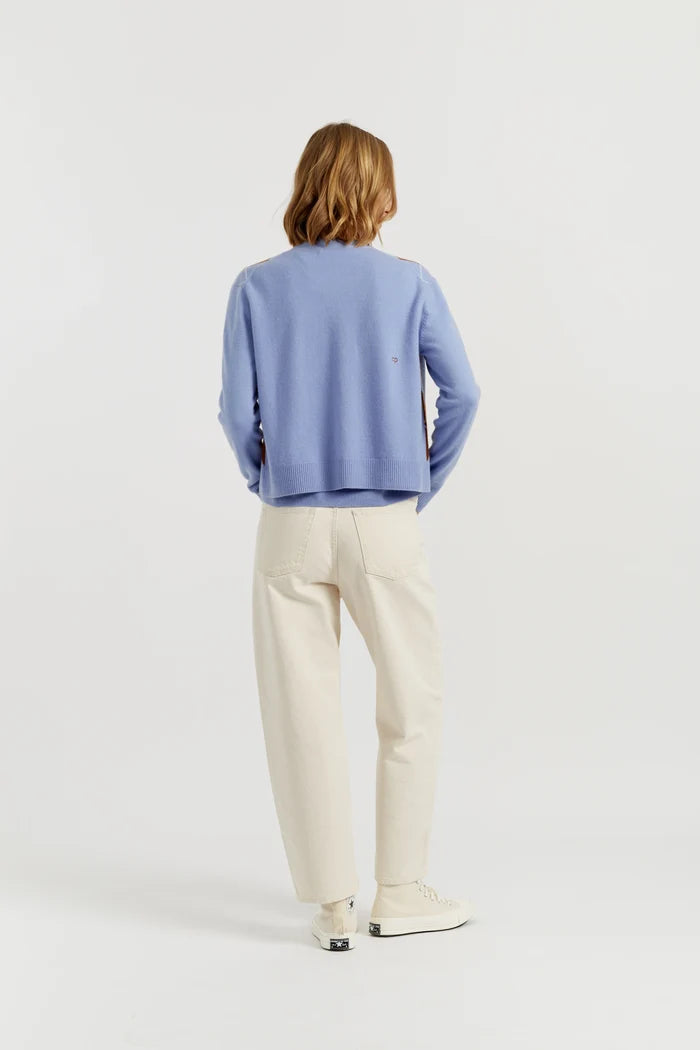 Baby-Blue Wool-Cashmere Diamond Cardigan