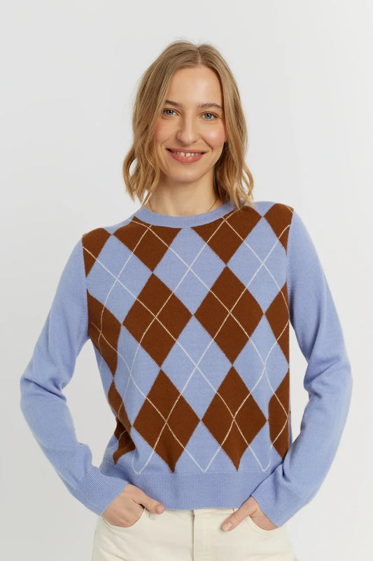 Baby-Blue Wool-Cashmere Diamond Sweater