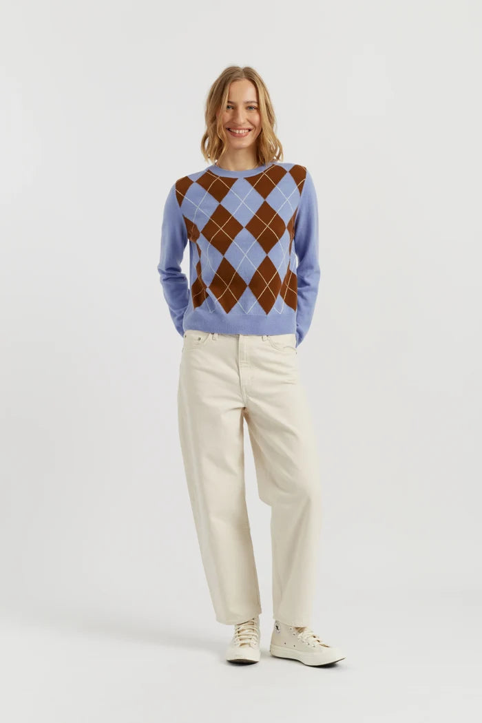 Baby-Blue Wool-Cashmere Diamond Sweater
