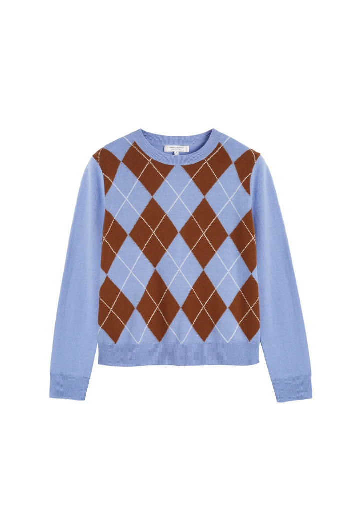 Baby-Blue Wool-Cashmere Diamond Sweater
