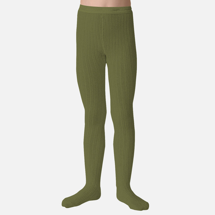 Baby & Kids Cotton Rib Tights - Olive