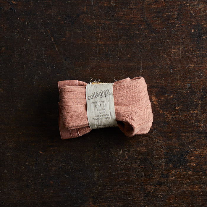 Baby & Kids Cotton Rib Tights - Rosewood