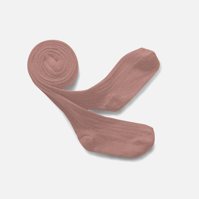 Baby & Kids Cotton Rib Tights - Rosewood