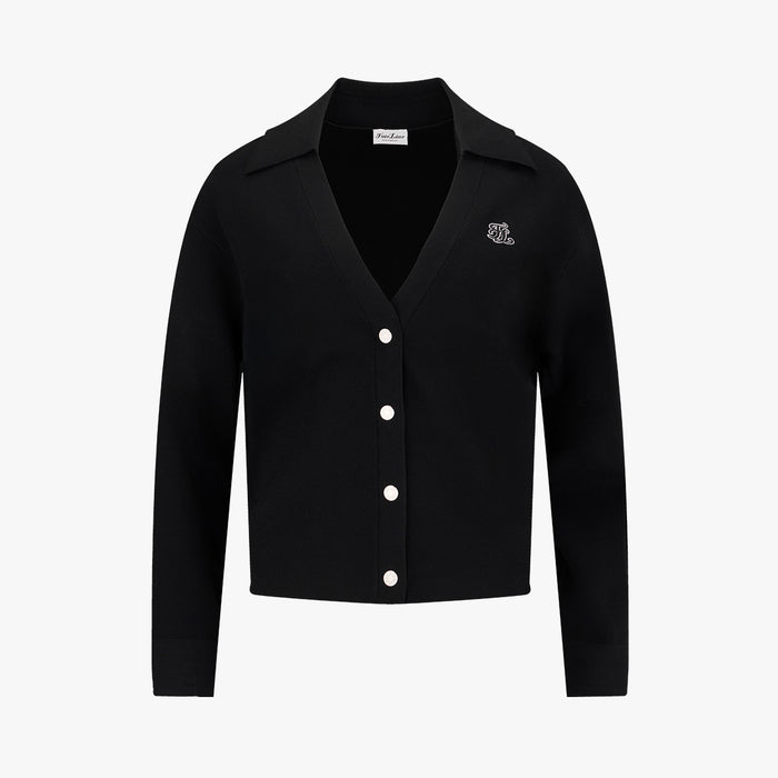 Back Logo Jacquard Cardigan (Black)