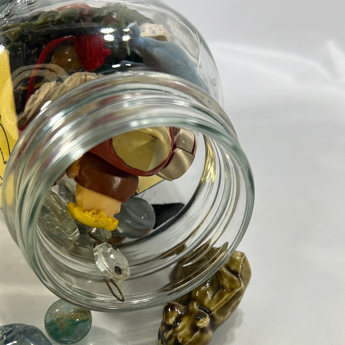 Ball Mason Quart Jar with Lid filled with Colorful Small Collectables Vintage Decor