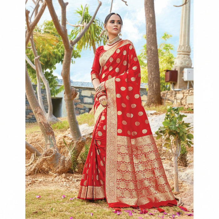 Banarasi woven saree blouse set