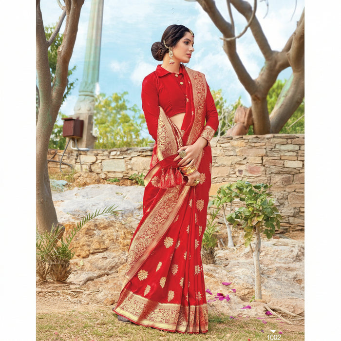 designer Banarasi saree with blouse piece