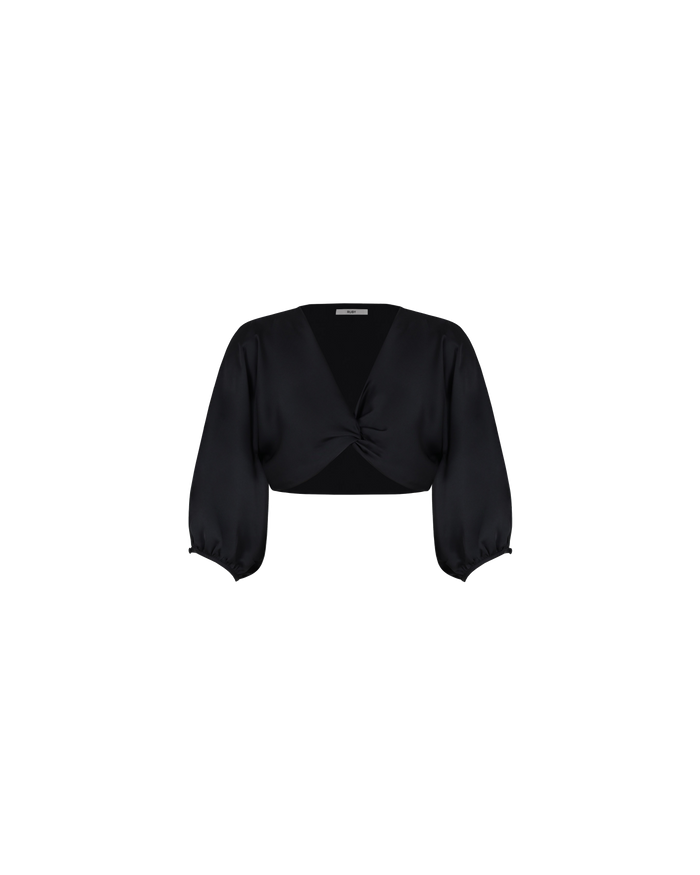 BASIL SATIN CROP BLOUSE BLACK