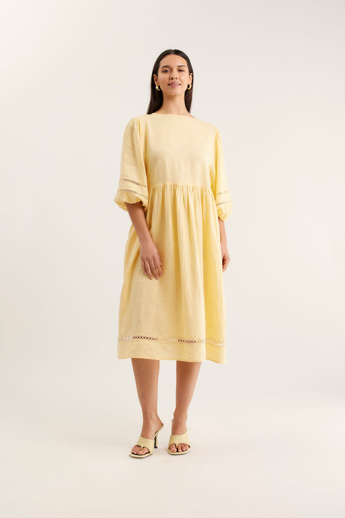 Bea Linen Dress In Lemon