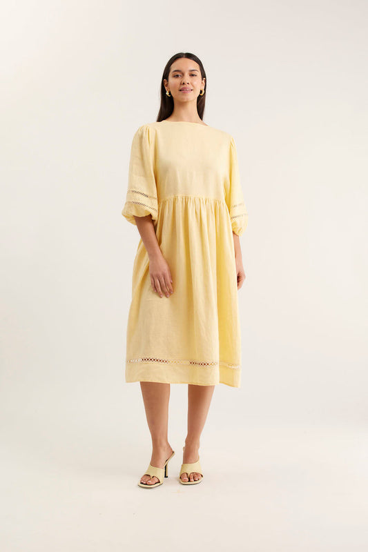 Bea Linen Dress In Lemon