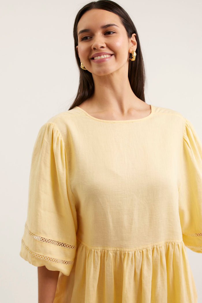 Bea Linen Dress In Lemon