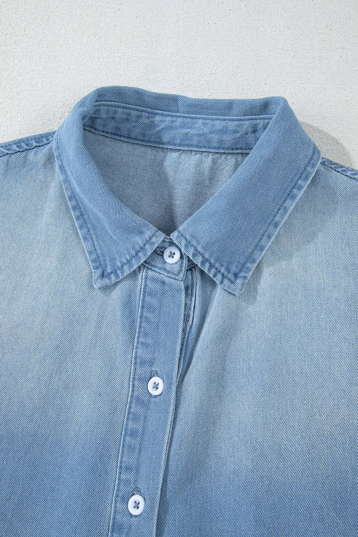 Shop Beau Blue Risen Medium Washed Denim Shirt Dress at eAura