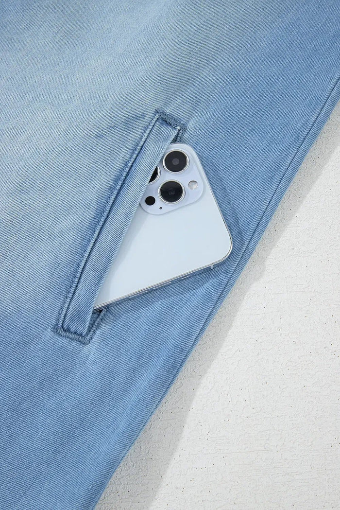 Shop Beau Blue Risen Medium Washed Denim Shirt Dress at eAura