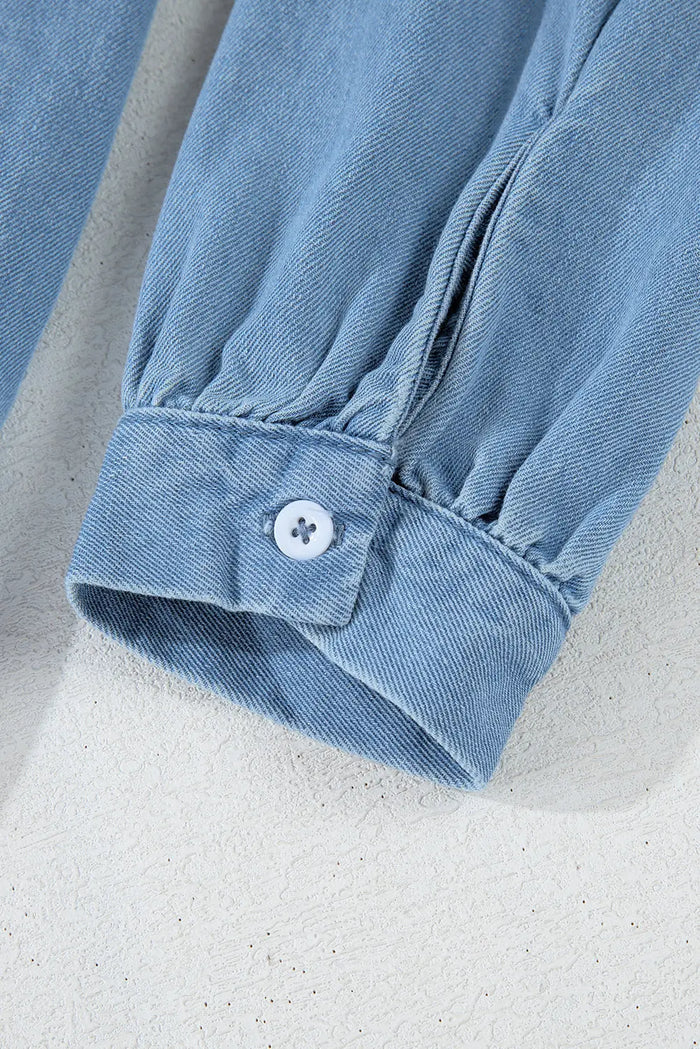 Shop Beau Blue Risen Medium Washed Denim Shirt Dress at eAura