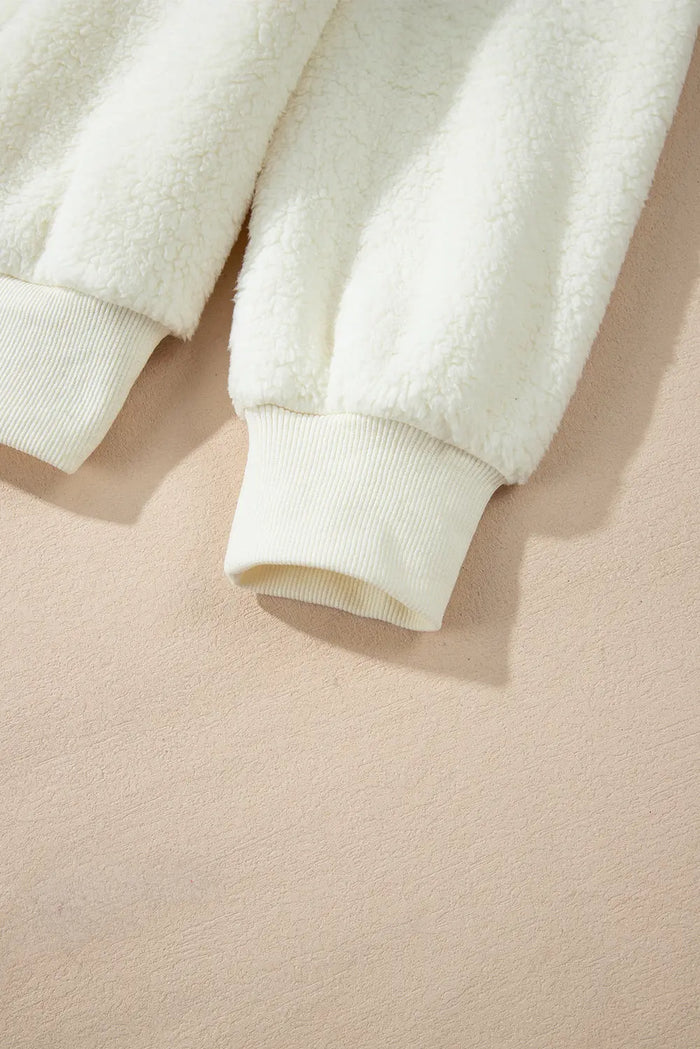 Beige Sherpa HOWDY Patched Pullover Sweatshirt - Tops/Sweatshirts & Hoodies
