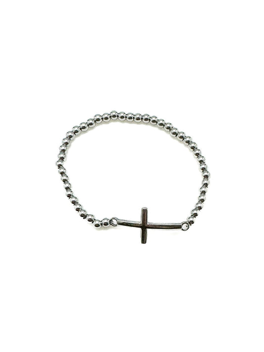 Silver Cross stretch Bracelet