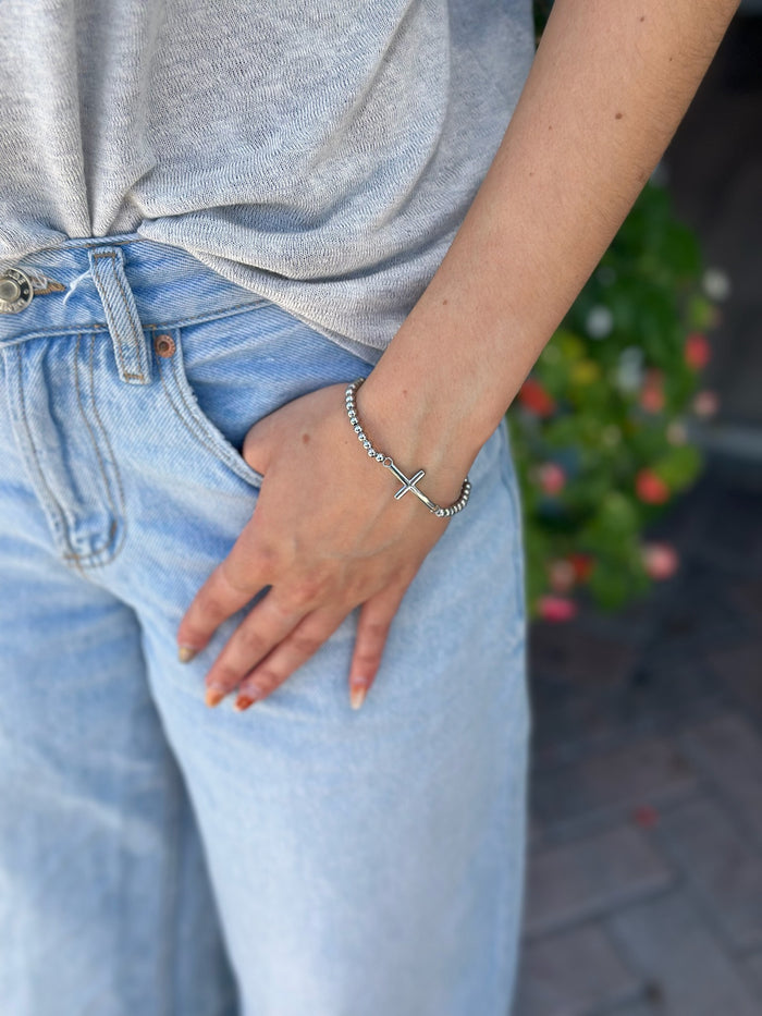 Silver Cross Bracelet