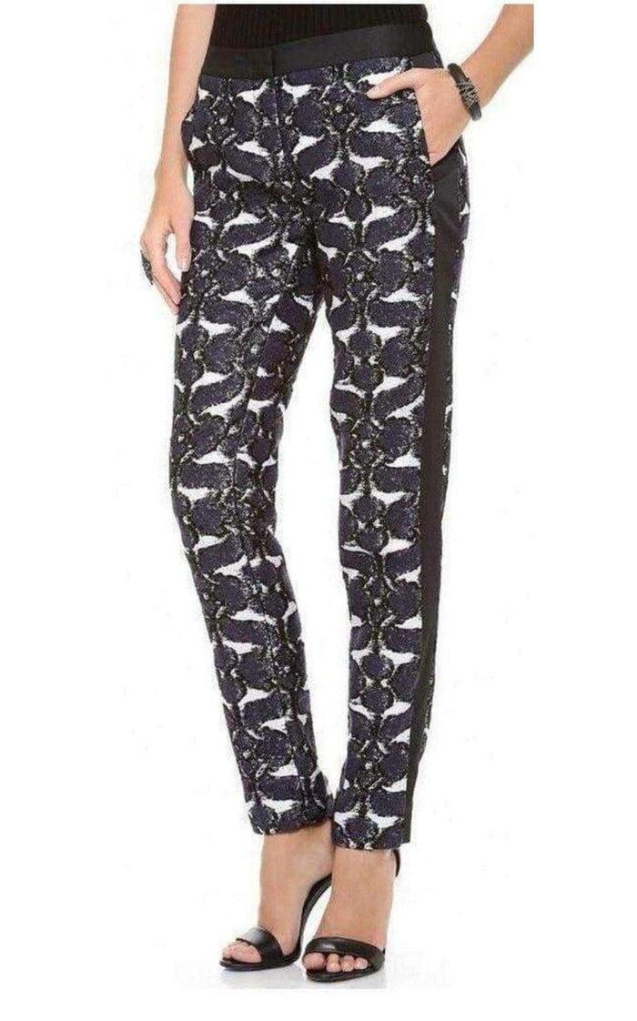 BCBGMAXAZRIA Beysa Jacquard Navy Combo Trousers Pants - Runway Catalog