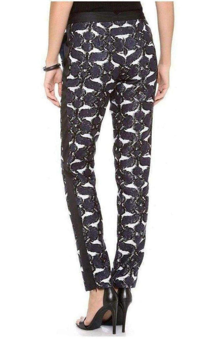 BCBGMAXAZRIA Beysa Jacquard Navy Combo Trousers Pants - Runway Catalog