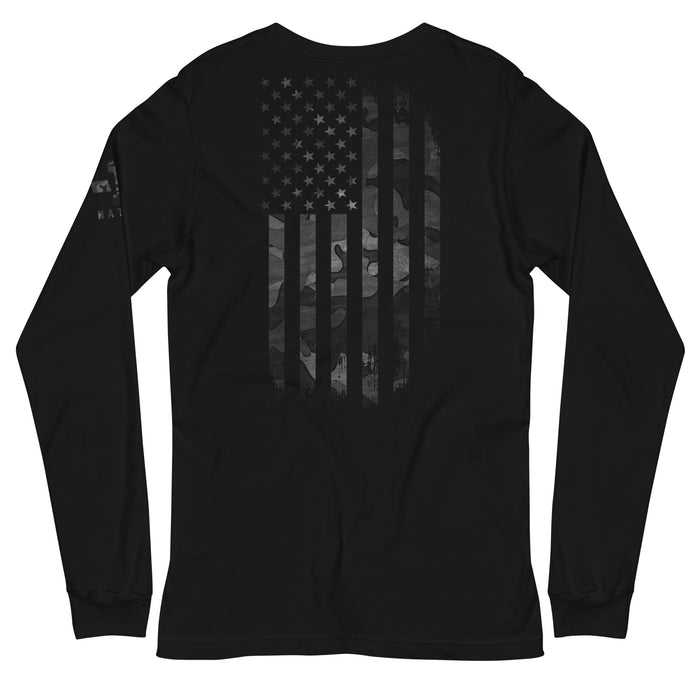 Black Camo American Flag Long Sleeve