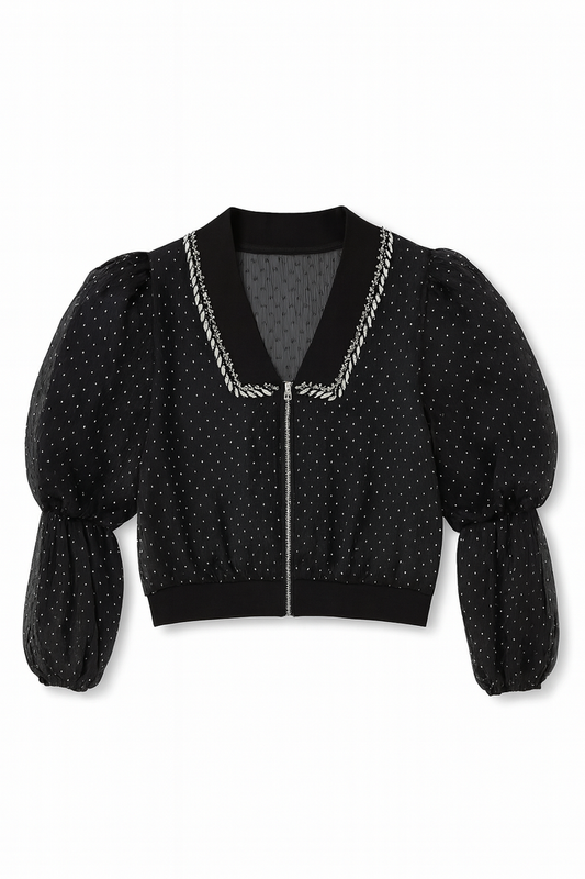 BTG_FLATLAY_CANDIDATE | black-embellished-sheer-sleeve-jacket