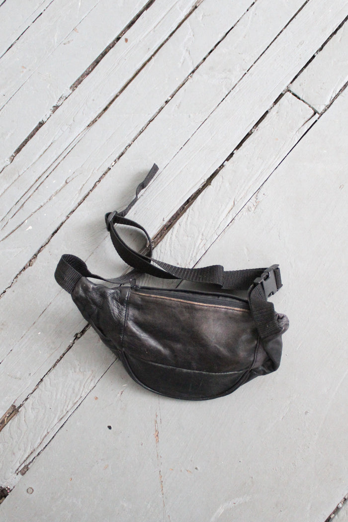 black leather belt bag