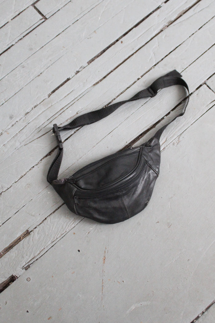 black leather belt bag