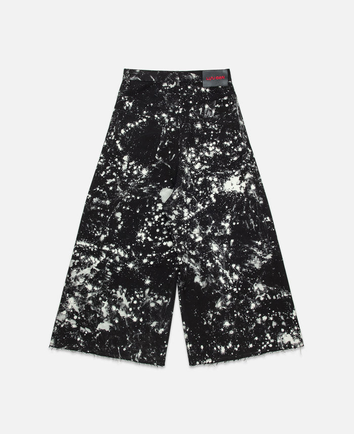 Bleached Wide Cropped Jeans (Black)