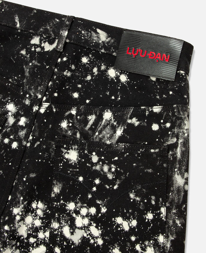 Bleached Wide Cropped Jeans (Black)
