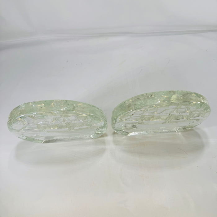 Blenko Glass Sailing Ship Bookends Clear Glass 1970s  Blenko Glass Company Mid-Century Design