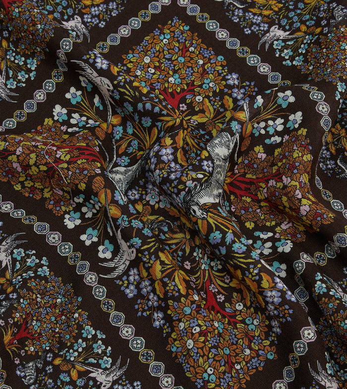Blue Floral Unicorn Print Wool-Silk Pocket Square