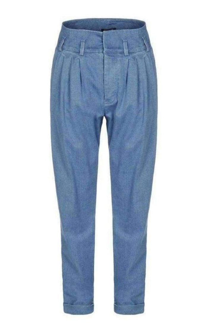 Balmain Blue Denim High Waist Pants - Runway Catalog