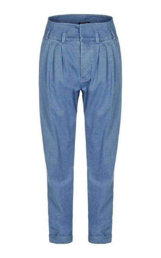Balmain Blue Denim High Waist Pants - Runway Catalog