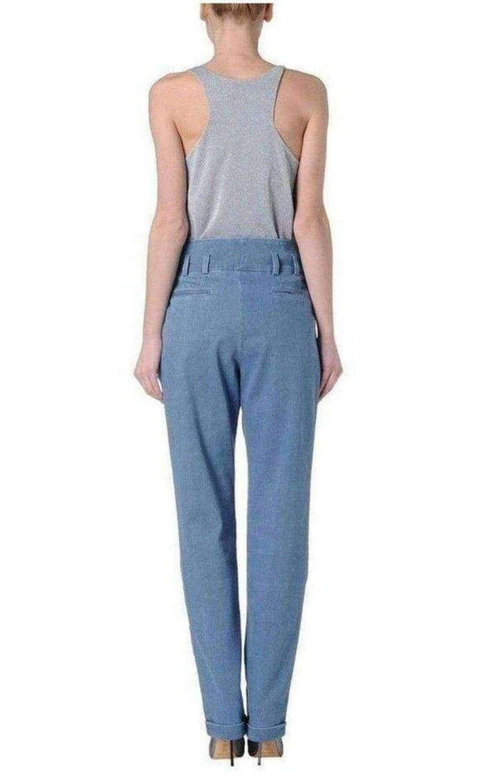 Balmain Blue Denim High Waist Pants - Runway Catalog