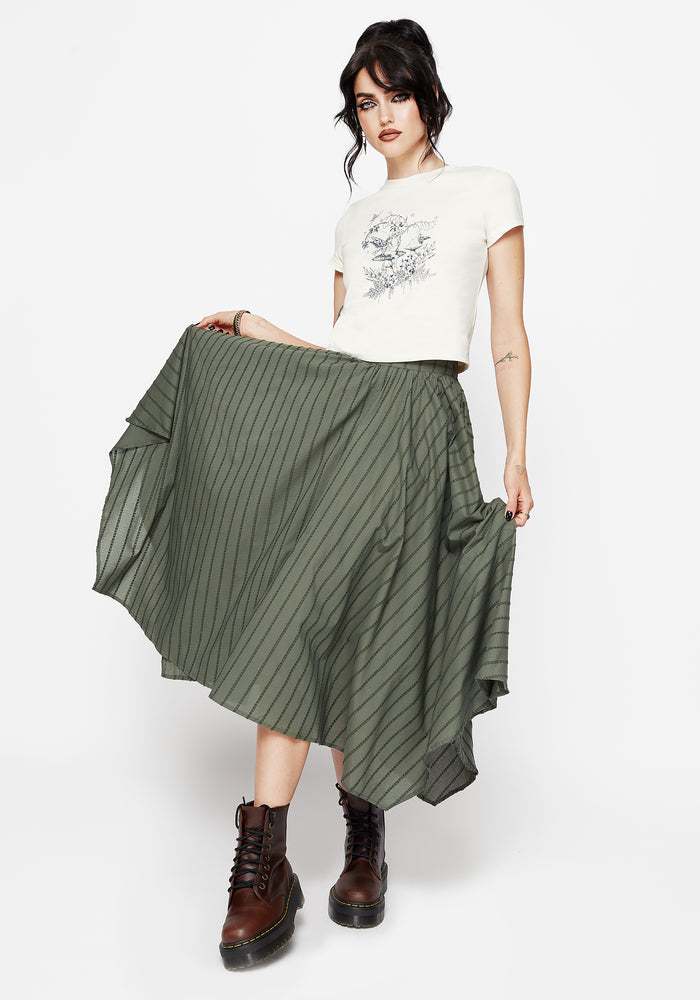 Blythe Cotton Handkerchief Hem Midaxi Skirt - Green