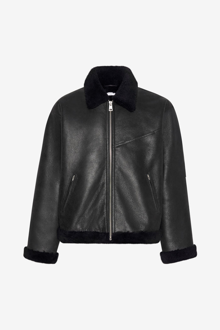 BOXY SHEARLING JACKET 42 / BLACK