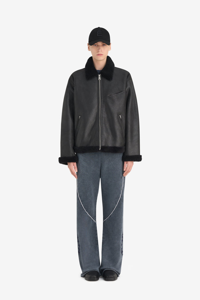 BOXY SHEARLING JACKET 42 / BLACK