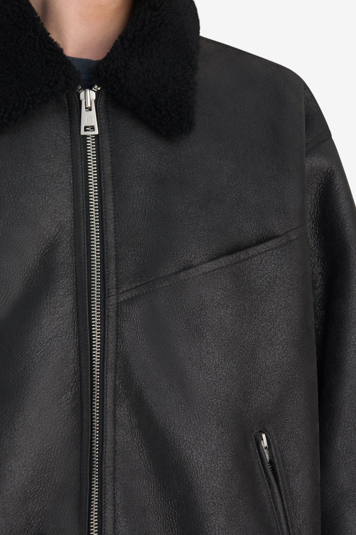 BOXY SHEARLING JACKET 42 / BLACK