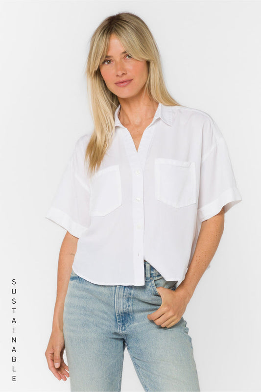 Brandon Optic White Shirt - Tops - Velvet Heart Clothing