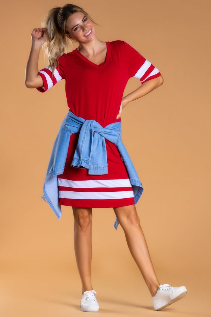 SexyModest Boutique: Brigitte Brianna Varsity Dress