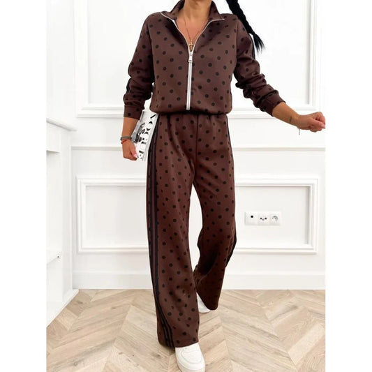 Brown Polka Dot Track Set - Born To Glam