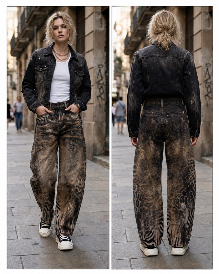 Brown Python Print Wide Leg Pants - Born To Glam